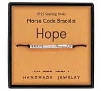 Gleamart Morse Code Bracelets Sterling Silver Beads Silk Cord Bangles Hope