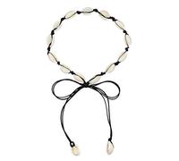 Gleamart Shells Necklace White Natural Beach Shell Choker Necklace Adjustable for Women Black