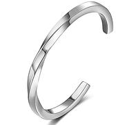 Gleamart Silver Stainless Steel Nordic Bracelet Amulet Talisman Bracelet Mobius Open Cuff Bangle for Women Men