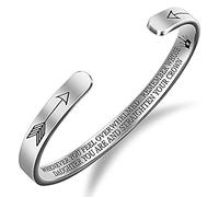 Gleamart Straighten Your Crown Inspirational Bracelet Stainless Steel Engraved Gifts for Daughter