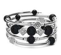 Gleamart Volcanic Rock Layered Bohemian Beads Bracelet Natural Stone Wrap Bangle Present for Women