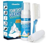 GleamGlee Shoe Cleaner Kit - 200ml White Sneaker & Trainer Cleaner with Brush & Microfibre Cloth - For Leather, Canvas, Knit, Boots, Rubber & Running Shoes