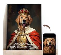 Gleamify Custom Royal Pet Portrait from Photo, Personalized Pet Wall Art | Artist-crafted royal details with preview approval, unlimited revisions, and premium materials for a timeless pet keepsake.