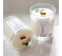Gleaming Candles, 1pc Aventurine Crystal Infused Candle, Lemongrass and Ginger Scented, Abundance and Prosperity, Luxury Soy Wax Candle, Clean Burn, 5oz