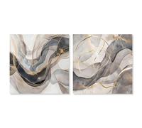 Gleaming Horizons Duo Canvas Print Abstract Wall Art Set by Art Remedy, Gallery Wrapped, 12 x 12