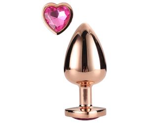 Gleaming Love - Aluminum Plug with Heart Stone - M (Rose Gold)