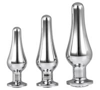 Gleaming Love - anal tip plug set (silver, 3-piece)