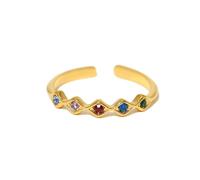 GleaMora Adjustable Rings For Women Stainless Steel Gold With Colorful Zircon Ring Simple Jewelry Light Luxury Dazzling Ring