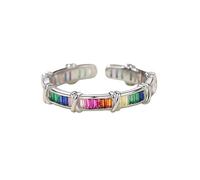 GleaMora Elegant Sweet Light Luxury Ring With Colorful Zircon Ring Christmas Ins Style Women Birthday Gift Simple Fashionable Jewelry