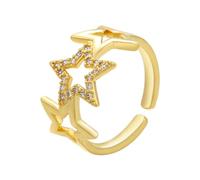 GleaMora Five Pointed Star With Zircon Ring For Christmas Ins Style Women Birthday Gift Elegant Sweet Simple Trendy Jewelry Gift