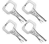 GleamRad 11-Inch Locking C-Clamp Pliers, Regular Tips, Welding Clamps | 3-1/2" jaw capacity, 2-3/8" throat depth, 900 lb clamping force, heat-treated alloy steel with nickel plating
