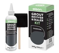 GLEAN Grout Reviver & Sealer Charcoal 340g, Tile Grout Restorer & Brush | Restores, recolours and seals tile grout in one step. Stain resistant, breathable finish for bathroom, shower and kitchen.