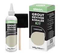 GLEAN Grout Reviver & Sealer | LIMESTONE | 340g | Restore, Repair, Renew Tile Grout | Includes Foam Brush | Stain Resistant, Breathable Grout Cleaner | Bathroom, Shower & Kitchen Tile Grout