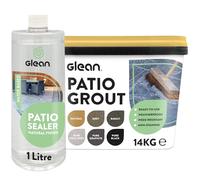 GLEAN Patio Grout NATURAL 15kg + Patio Sealer Natural Finish 1 Litre | Jointing Compound | Brush In Patio Grout For Paving Patios & Block Paving + Water Based Sealer