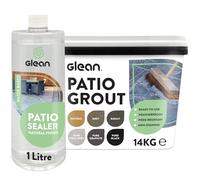 GLEAN Patio Grout PURE LIGHT GREY 14kg + Patio Sealer Natural Finish 1 Litre | Jointing Compound | Brush In Patio Grout For Paving Patios & Block Paving + Water Based Sealer