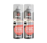 GLEAN Stainless Steel Cleaner & Polish Spray Aerosol | 2x500ml | Shines and Protects | Ideal Steel Cleaner For Fridges, Sinks, Kitchen Appliances | Removes Dirt, Grease and Fingermarks