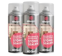 GLEAN Stone Sealer Spray | 3x400ml | Natural & Manmade Sealer For Marble, Granite, Limestone, Slate, Quartz | Waterproof Patio Sealant | Block Paving Sealant | Easy Stone Spray Paint.