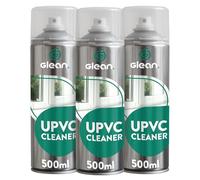 GLEAN UPVC Cleaner Aerosol Spray | 3 x 500ml | FOIL SAFE | Powerful Solvent Based UPVC Cleaner | Ideal for Doors & Window Frames & All Synthetic Materials - Including Woodgrain Effect