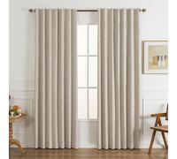 Gleantdeco Blackout Curtains 96 Inch 2 Panels - 100% Light Blocking Thermal Insulated Noise Reducing, Linen Blend with Hooked Pleat, Boho Farmhouse Drapes for Bedroom Living Room (Natural Linen)