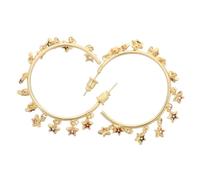 GLEAVI 1 Pair Gold Tone Pentagram Star Hoop Earrings with Cubic Zirconia Drop, Dainty Sparkly Studs for Women’S Everyday Fashion and Casual Wear