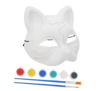 GLEAVI 1 Set DIY Blank Fox and Cat Masks for Halloween Painting Unfinished Mask for Cosplay Parties and Theatrical Performances Includes Colors of Paint and Brushes for Creative