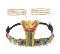 GLEAVI 1 set Egyptian Style Snake Design Headband Bracelet Cosplay Prop for Halloween Lightweight Reusable Accessories for Women for Costume Parties and Special Occasions