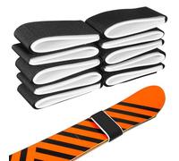 GLEAVI 10 Pack Black Nylon Ski Straps 50X450Mm with Hook and Loop Fastener Ski Bands for Carrying and Storage Snowboard Board Ties and Travel
