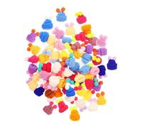 GLEAVI 100pcs Mini Double Pom Pom Woolen Yarn Hats for Dolls DIY Craft Decorations Knitted Caps Bright Colors Reusable Party Accessories