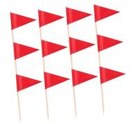 GLEAVI 100pcs Red Mini Triangle Toothpick Flags with Sticks Blank Food Markers for Appetizers Cupcakes Fruit Decoration Sturdy and Safe for Direct Contact