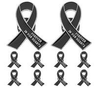 GLEAVI 10Pcs Black Ribbon Bow Mourning Brooch Pins with Custom Engraving, Dove Bird Lapel Pins Souvenir Badge for, Hat and Backpack Accessories