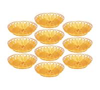 GLEAVI 10pcs Round Imitation Rattan Fruit Basket 20cm Woven Food Serving Tray Snack Display Basket for Table Storage and Fruit Serving