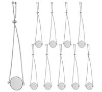 GLEAVI 10Pcs Stainless Steel Adjustable Bracelet Blank Trays with Round Bezel Settings 20Mm DIY Craft Jewelry Base for Resin Cabochons and Bracelet Making in Uk