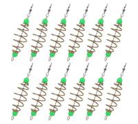 GLEAVI 12pcs Fishing Bait Trap with Luminous Beads and Olive Shape Carbon Steel Spring Feeder Holder for Stable Fishing Bait Cage Suitable for Outdoors