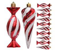 GLEAVI 12pcs Peppermint Candy Christmas Tree Ornaments Plastic Hanging Glitter Pendants for Xmas Party Home Decoration Supplies Versatile Fit for Various Tree Break Resistant Material