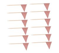 GLEAVI 12pcs Rose Gold Triangle Toothpick Flags Lightweight Cocktail Picks for Cake Decoration Party Dessert Toppers Versatile Flag Ornaments for Birthdays Weddings and Casual Gatherings
