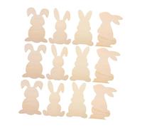 GLEAVI 12Pcs Unfinished Wooden Bunny Cutouts Large Easter Rabbit Shapes for DIY Crafts Decorations Blank Wood Discs for Creative Easter Projects Beige