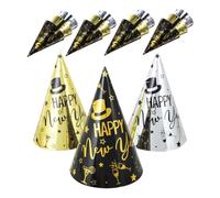 GLEAVI 15pcs Happy Year Hats Lightweight Comfortable Party Hats for All Ages Stylish Black Gold Silver Decorations for Year's Eve Celebrations