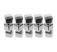 GLEAVI 15pcs Stainless Steel Whiskey Cube Wine Ice Cubes 1.6 X 1.6 X 1.6inch Rust-Resistant Quick Freezing Design Silver for Spirit Drinkers Party and Beach