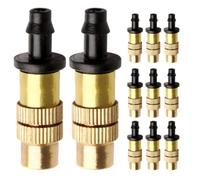 GLEAVI 16pcs 4/7mm Low Pressure Copper Misting Nozzles with Barb Hose Connector, Adjustable Spray Nozzle for Garden Hose Outdoor Watering and Irrigation