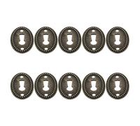 GLEAVI 16Pcs Oval Plated Keyhole Cover Plate Insert with Decorative Antique Finish for Furniture Drawer Cabinet Door Lock Replacement Hardware