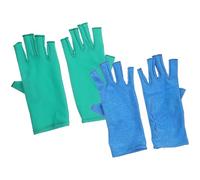 GLEAVI 2 Pairs Half Finger Quilting Gloves Hand Sewing Protective Covers Blue and Lake Green for Quilting Supplies and Handcraft