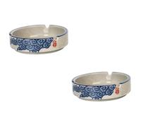 GLEAVI 2 pcs Ceramic Underglaze Ashtray Hand Painted Blue Decorative Storage Container Multi Function Desktop Ornament Eco Friendly Housewarming Gift