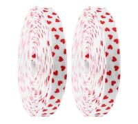 GLEAVI 2 Rolls Valentine’s Day Ribbons 10 Yards Wired Edge Love Heart Pattern Ribbon for DIY Crafts, Wedding, Bouquet Decoration, Party and Wrapping Supplies