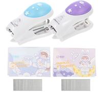 GLEAVI 2 Sets of Adorable Mini Handheld Staplers with Staples, Cartoon Astronaut Themed Small Metal Staplers for Study and Office Use, Hardly Jams, for Students and Teachers