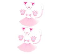 GLEAVI 2 Sets Piggy Costume Set with Ears Headband Nose Prop Gloves Skirt for Cosplay Stage Performances Themed Parties Comfortable Design for Various Ages