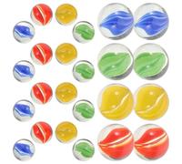GLEAVI 200pcs Garden Decorative Glass Marbles 16mm Small Marble Ornaments for Butterfly and Bee Feeder Outdoor Water Station with Red, Blue, Green, Yellow Floral Centers