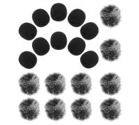 GLEAVI 20Pcs Microphone Windscreens Set - 5 Furry Wind Muffs and 10 Sponge Windproof Covers - Lavalier and Headset Mic Windshield Protection for Stage, Conference, Festival Use