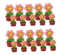 GLEAVI 20pcs Miniature Dollhouse Plants Cute Potted Flower Decoration with Beige Signboards Tiny Artificial Flowers for Dollhouse Decor Crafting and Whimsical Scenes