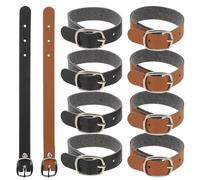 GLEAVI 20pcs Travel Luggage Tag Straps Set, 7-inch Pu Leather Loops with Buckle for Backpacks and Duffel Bags, Black and Brown Suede Base Id Name Tag Holders for Suitcases and Travel Use