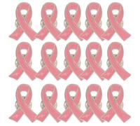 GLEAVI 24pcs Charity Awareness Brooch - Pink Lapel Pin Badge For Breast Cancer Fundraising Public Event Party Decoration - Zinc Alloy Ribbon Pin For Women Hat Bag Dress Jewelry